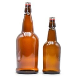 Brown EZ Cap Bottles W/ Swing Top - 16 Oz -Northern Brewer Shop 40965 Brown EZ Cap Bottles Swing Tops pair closed