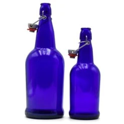 Cobalt EZ Cap Bottles W/ Swing Tops - 1 Liter -Northern Brewer Shop 41011 Cobalt EZ Cap Bottles Swing Tops pair open