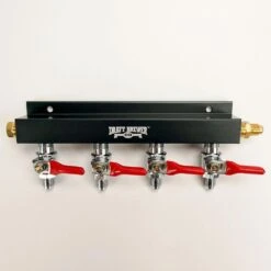 CO2 Distributor 4-Way W/ 1/4" MFL Shutoffs Lead-Free